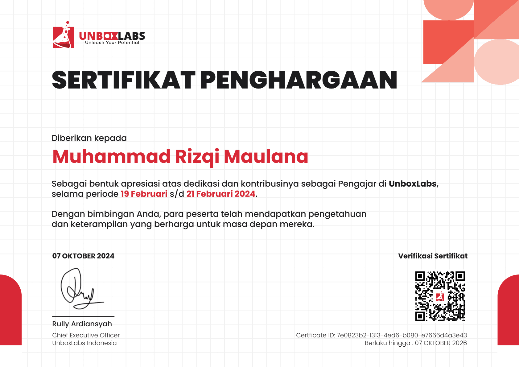 certificate of appreciation